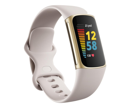 Smartband FITBIT by Google  Charge 5,Lunar White/Soft Gold Stainless Steel